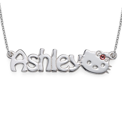 Cute Kitten Name Necklace for Girls