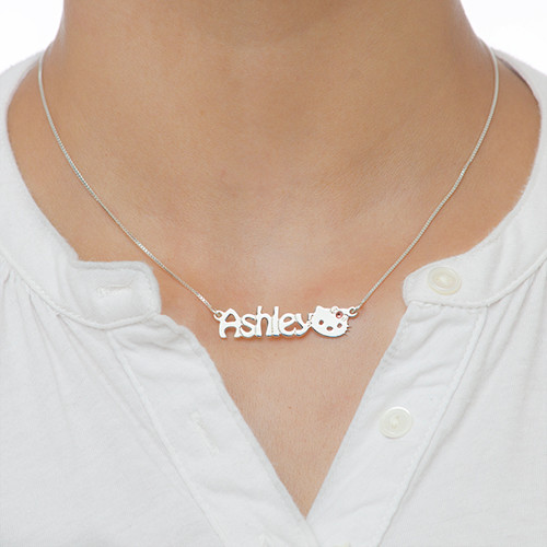 Cute Kitten Name Necklace for Girls