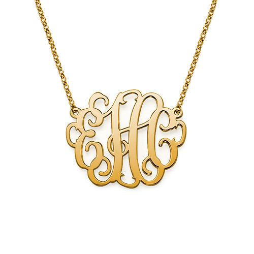 Large Monogram Necklace in 18k Gold Plating