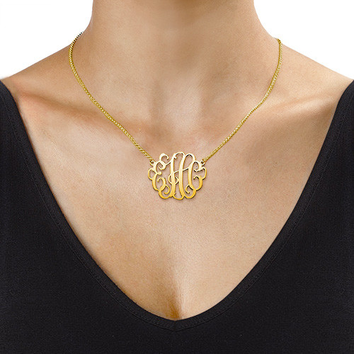 Large Monogram Necklace in 18k Gold Plating