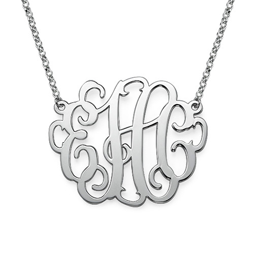 Large Monogram Necklace in Sterling Silver