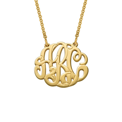 Large Monogram Necklace with Gold Plating - Round Design