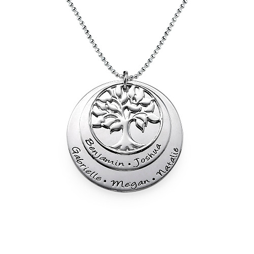 Layered Family Tree Necklace in Silver