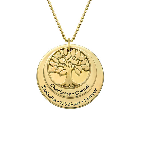 Layered Family Tree Necklace with Gold Plating