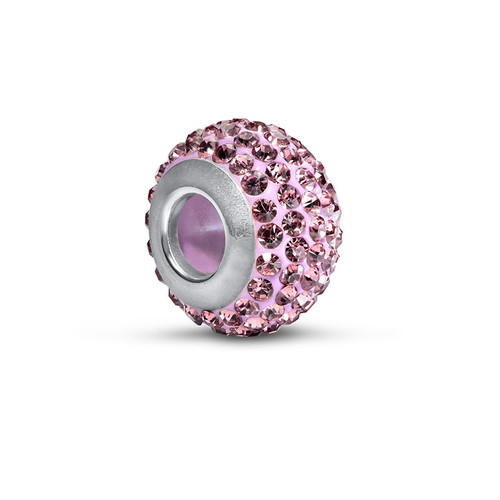 Light Amethyst Birthstone Bead with Cubic Zirconia