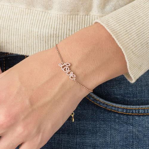 Love Adjustable Inspirational Bracelet in Rose Gold Plating