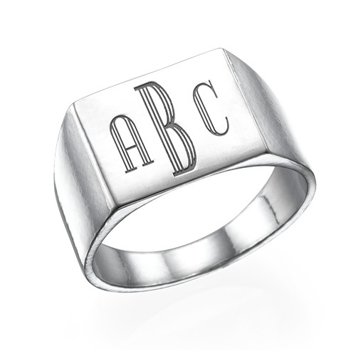 Men's Signet Ring in Silver - Monogram Engraving