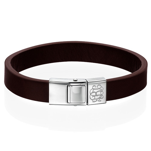 Men's Leather Bracelet with Monogram