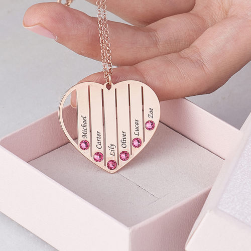 Mom Birthstone necklace in Rose Gold Plating