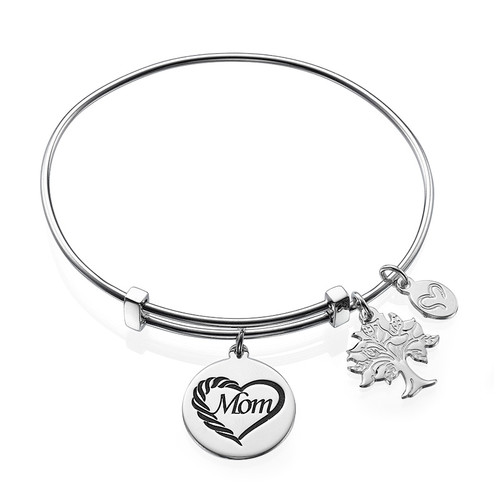 Mom Charm Bangle Bracelet