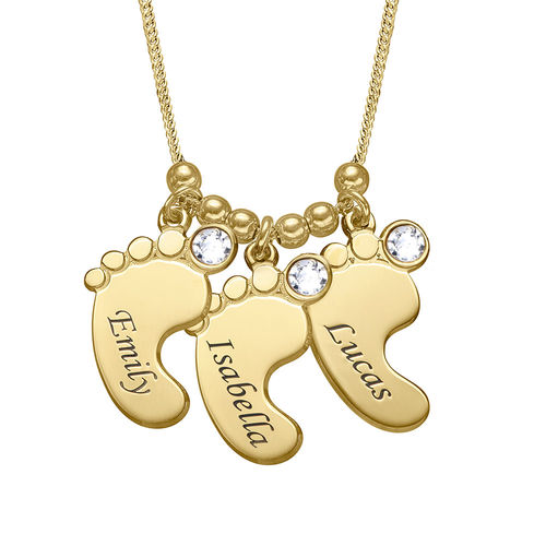 Mom Jewelry - Baby Feet Necklace with Gold Plating