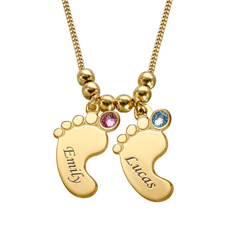 Mom Jewelry - Baby Feet Necklace with Gold Plating