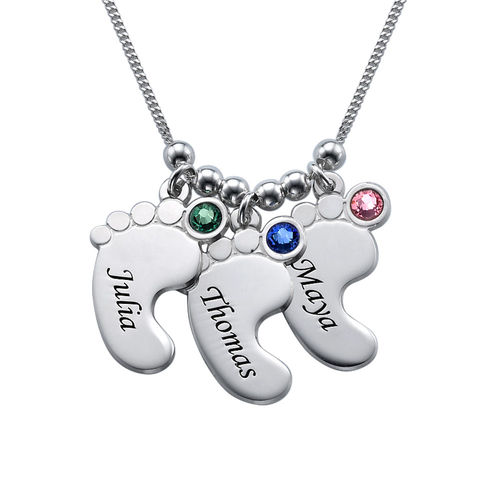 Mom Jewelry - Baby Feet Necklace in Sterling Silver