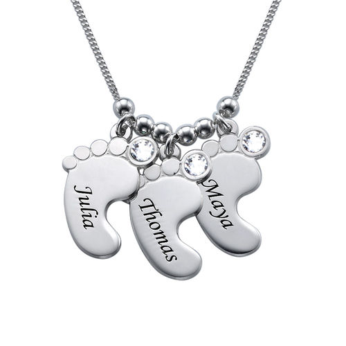 Mom Jewelry - Baby Feet Necklace in Sterling Silver