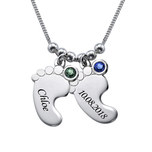 Mom Jewelry - Baby Feet Necklace in Sterling Silver