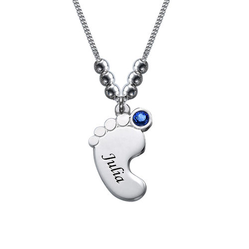 Mom Jewelry - Baby Feet Necklace in Sterling Silver