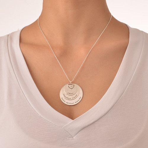 Mom Necklace with Three Personalized Discs