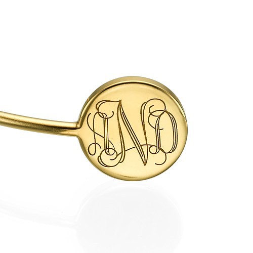 Monogram Bangle Bracelet in Gold Plating - Adjustable