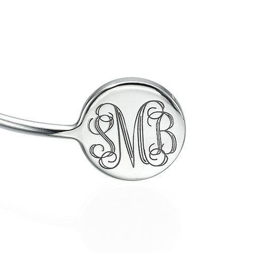 Monogram Bangle Bracelet in Silver - Adjustable