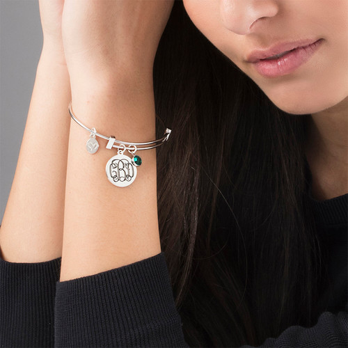 Monogram Bangle with Charms