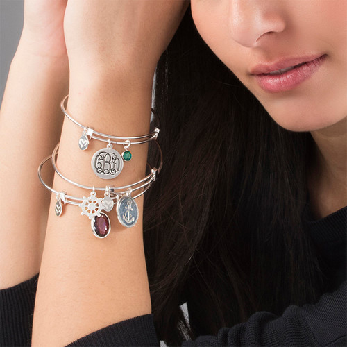 Monogram Bangle with Charms