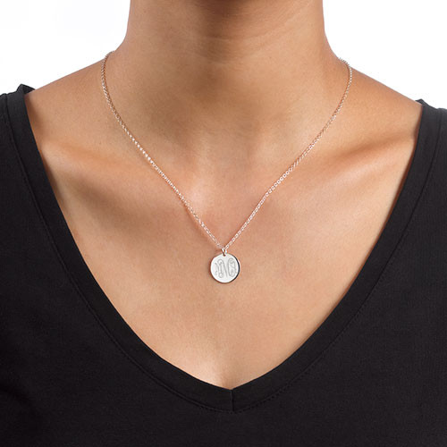 Monogram Disc Necklace in Sterling Silver