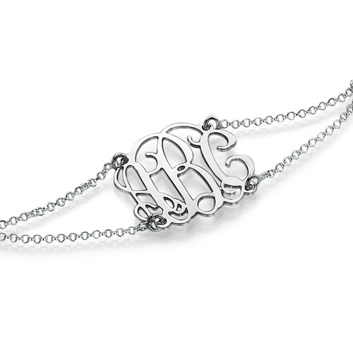 Monogrammed Bracelet with Double Chain