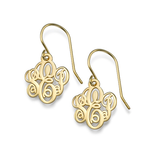 Monogrammed Earrings in 18k Gold Plating