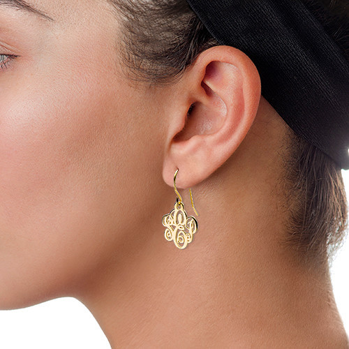 Monogrammed Earrings in 18k Gold Plating