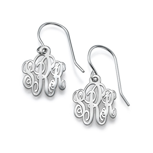 Monogrammed Earrings in Silver