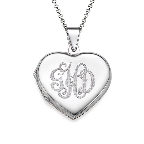 Monogrammed Heart Locket Necklace