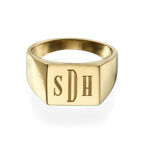 Monogrammed Signet Ring - 18k Gold Plated