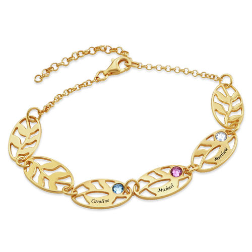 Mother Leaf Bracelet with Engraving in Gold Plating