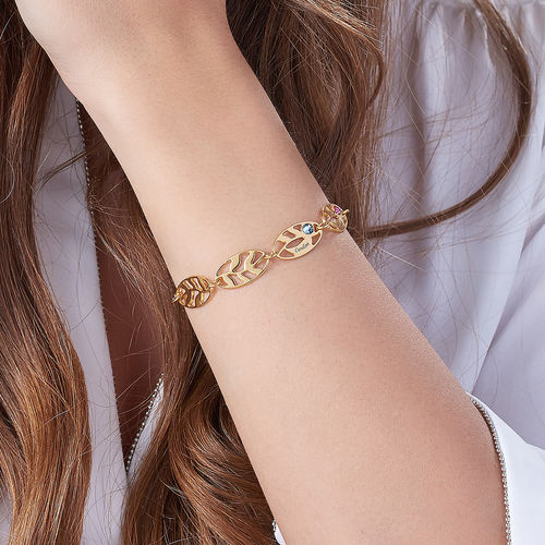 Mother Leaf Bracelet with Engraving in Gold Plating