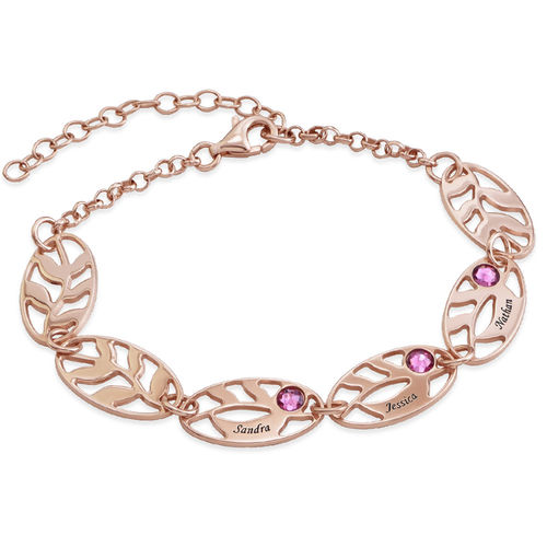 Mother Leaf Bracelet with Engraving in Rose Gold Plating