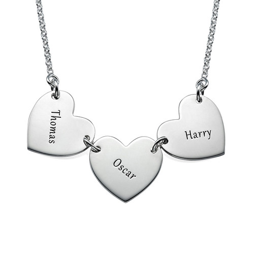 Mother Necklace with Kids Names - Heart Shaped in Sterling Silver