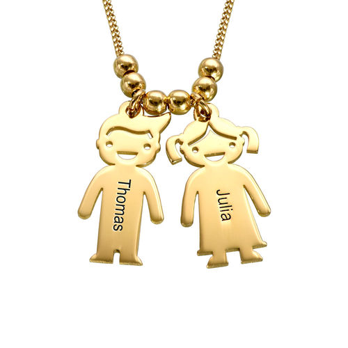 Mother's Necklace with Engraved Children Charms