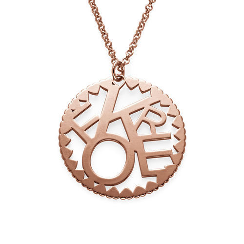 Multi Initials Circle Necklace in Rose Gold Plating