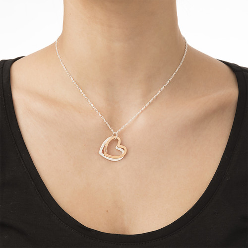 Multi-Tone Two Heart Necklace