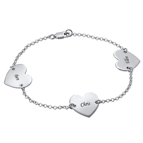 Multiple Heart Bracelet with Engraving