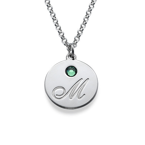 Multiple Initial Pendant Necklace with Birthstones