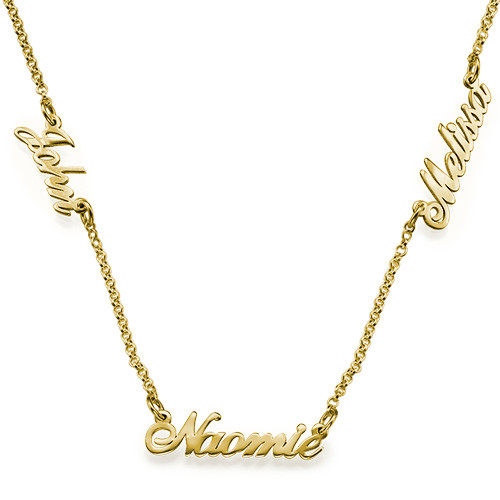 Multiple Name Necklace in Gold Plating