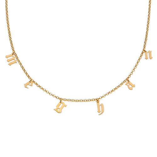 Name Choker with Gothic Font in Gold Plating