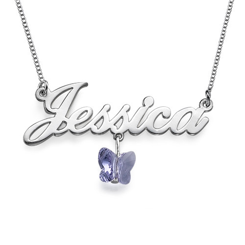 Name Necklace With Swarovski Butterfly