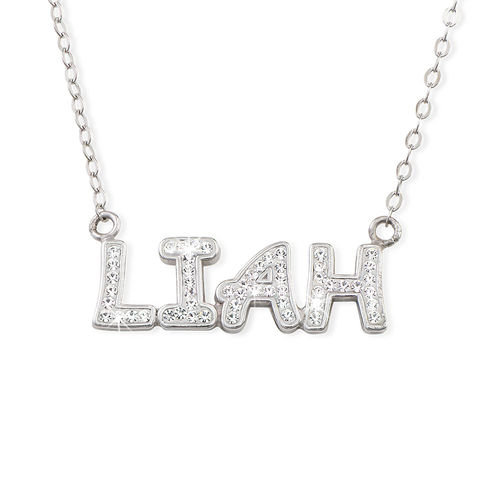 Name Necklace with Swarovski Crystals in Sterling Silver