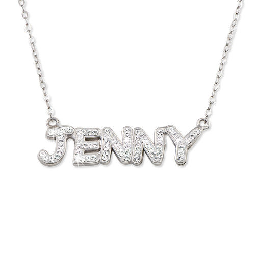 Name Necklace with Swarovski Crystals in Sterling Silver