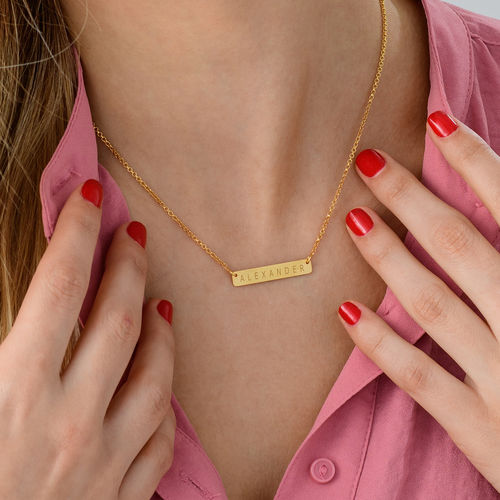 Nameplate Bar Necklace in Gold Plating