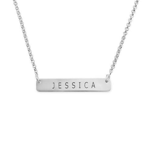 Nameplate Bar Necklace in Silver