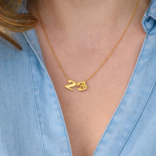 Number Pendant Necklace in Gold Plating