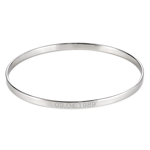 Numeral Date Bangle in Sterling Silver
